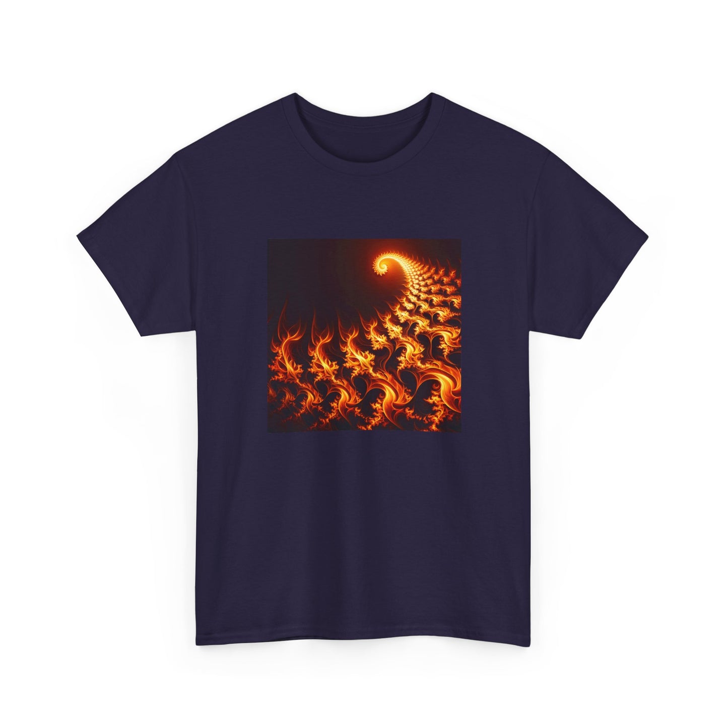 Fractal Flames: Ignite Your Style in Orange T-Shirt