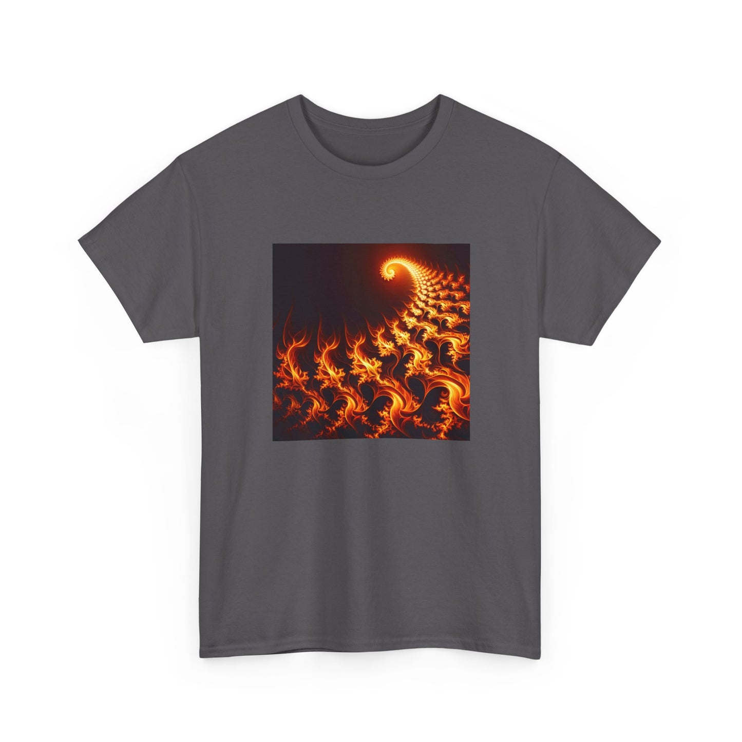 Fractal Flames: Ignite Your Style in Orange T-Shirt