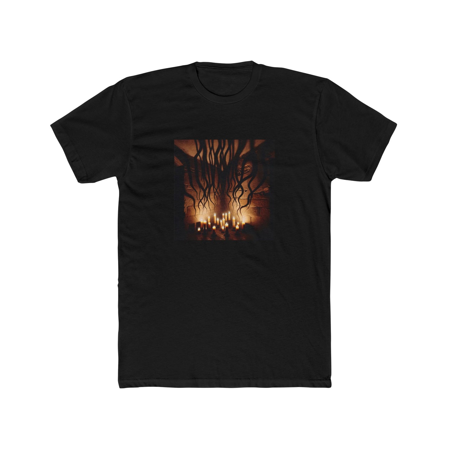 Dancing Shadows: Candlelight's Eerie Artistry T-Shirt