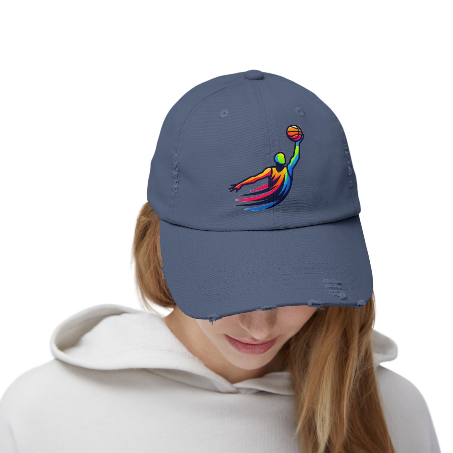 Basket Ball Design Unisex Distressed Cap