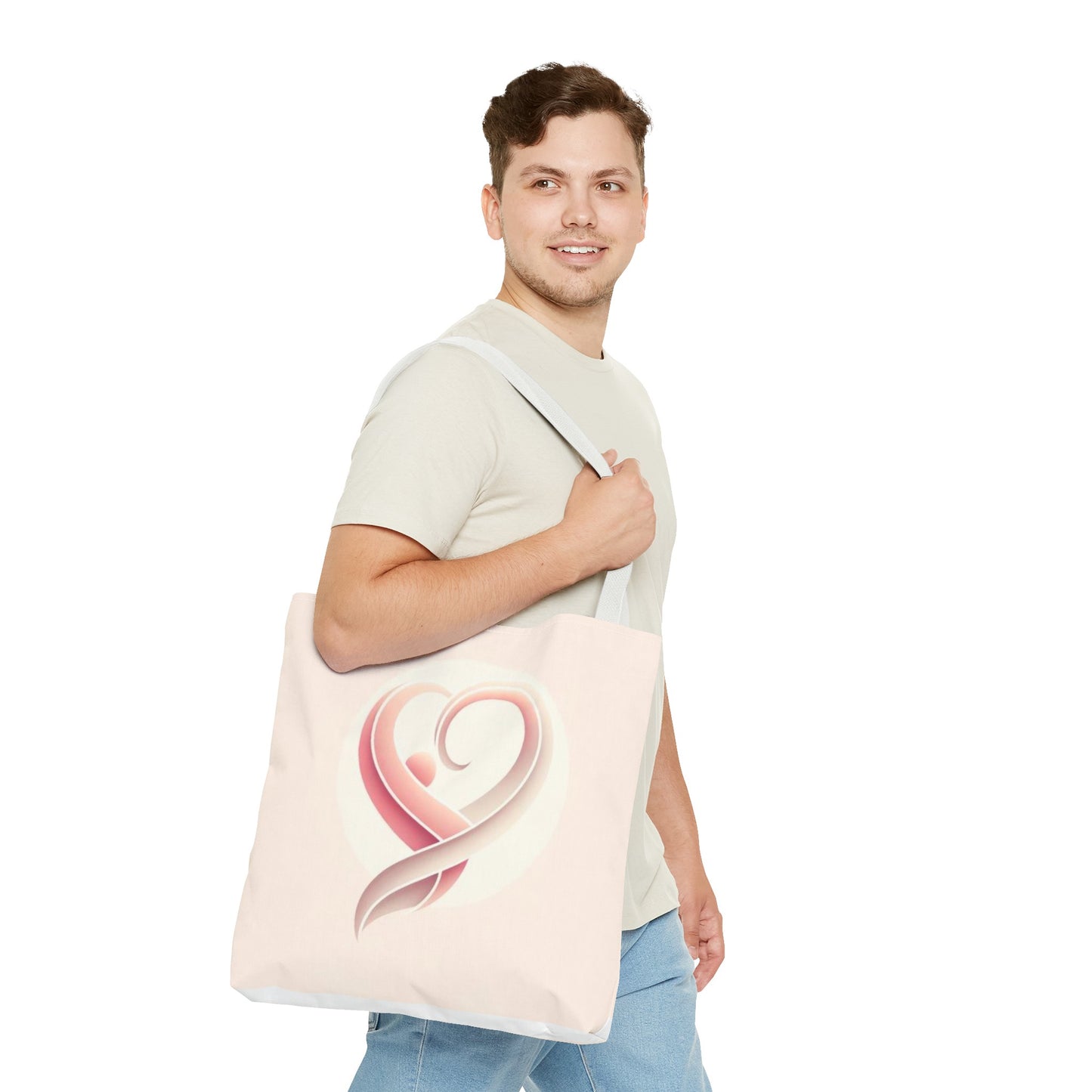 Tote Bag with Heart Design (AOP)
