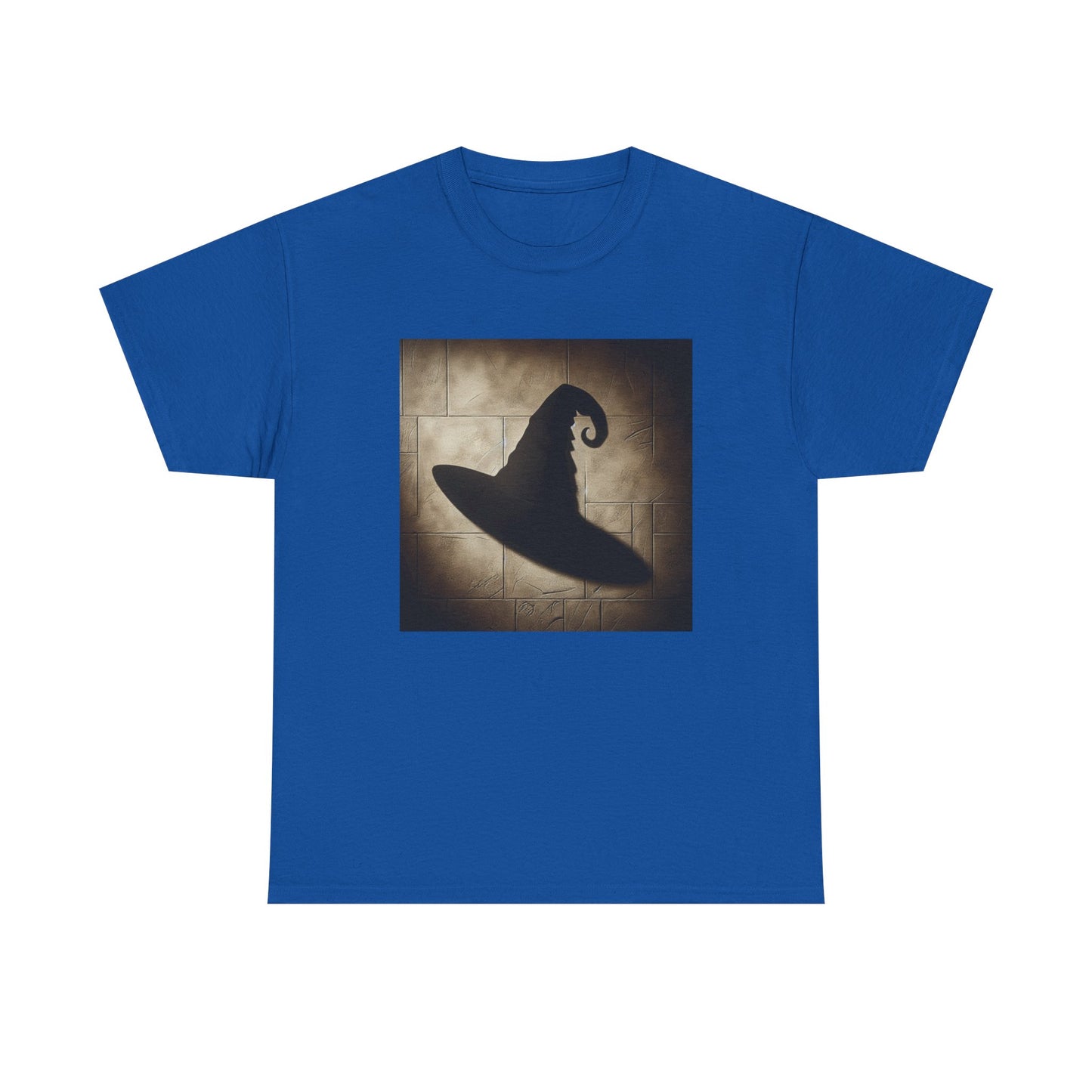 Enchanted Shadows: Witch Hat Illusions on Textured Walls T-Shirt