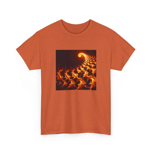 Fractal Flames: Ignite Your Style in Orange T-Shirt