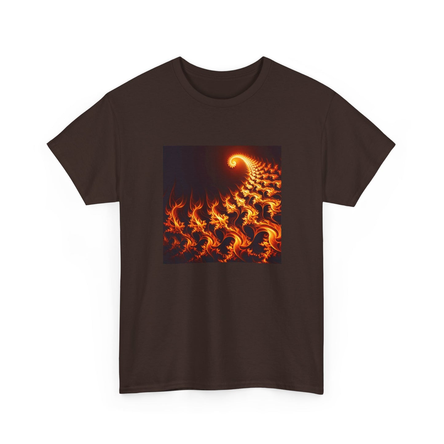 Fractal Flames: Ignite Your Style in Orange T-Shirt