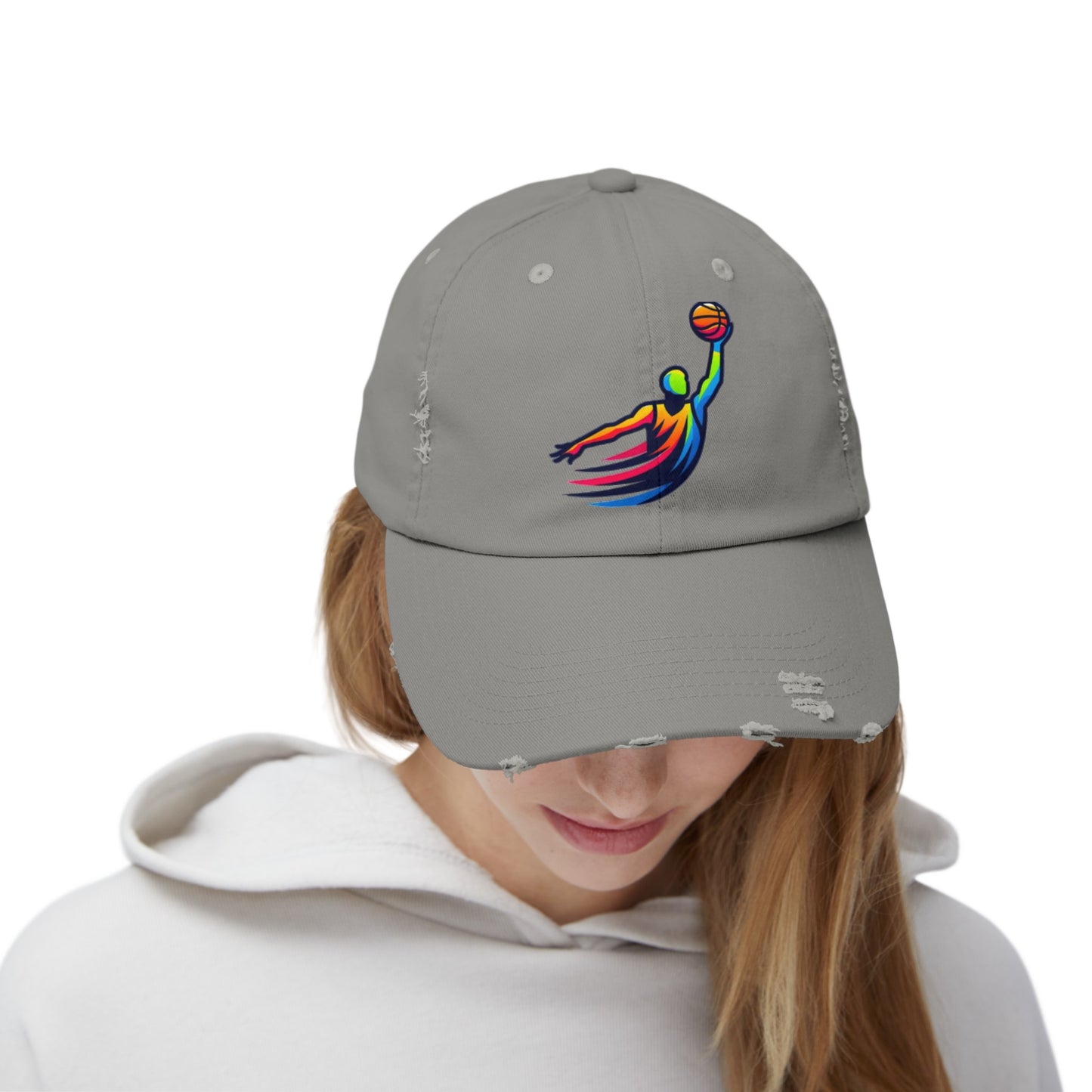 Basket Ball Design Unisex Distressed Cap