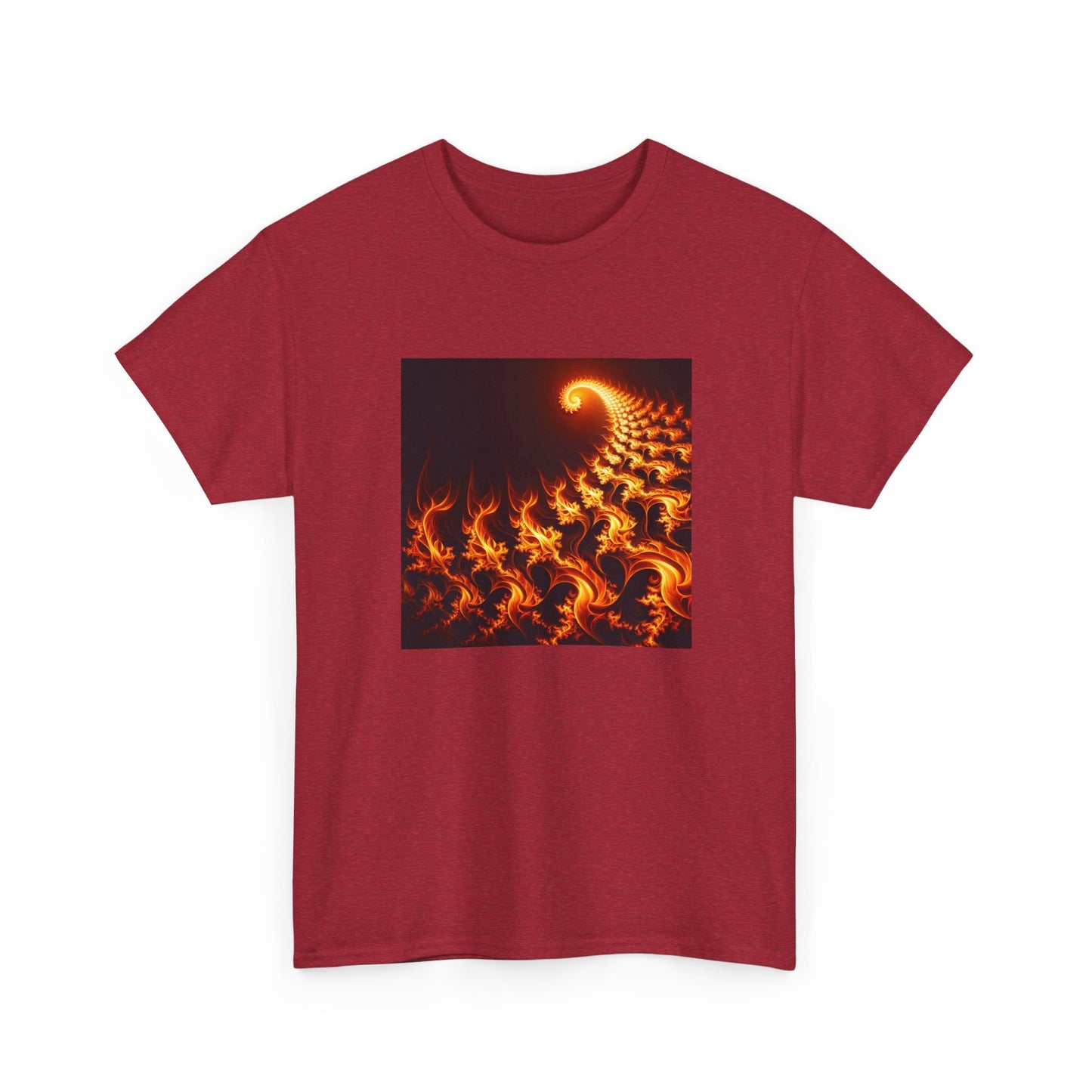 Fractal Flames: Ignite Your Style in Orange T-Shirt