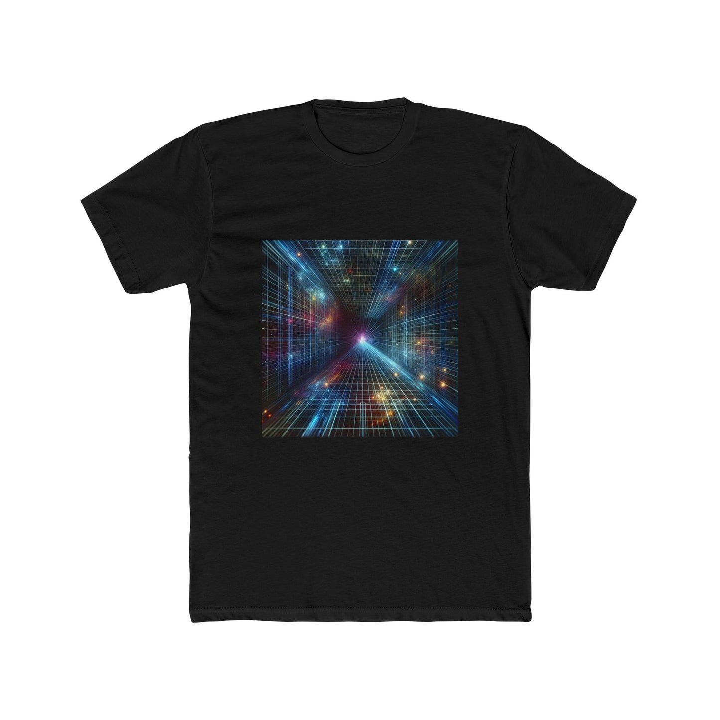Dive into the Future: Holographic Grid Vortex Tee T-Shirt