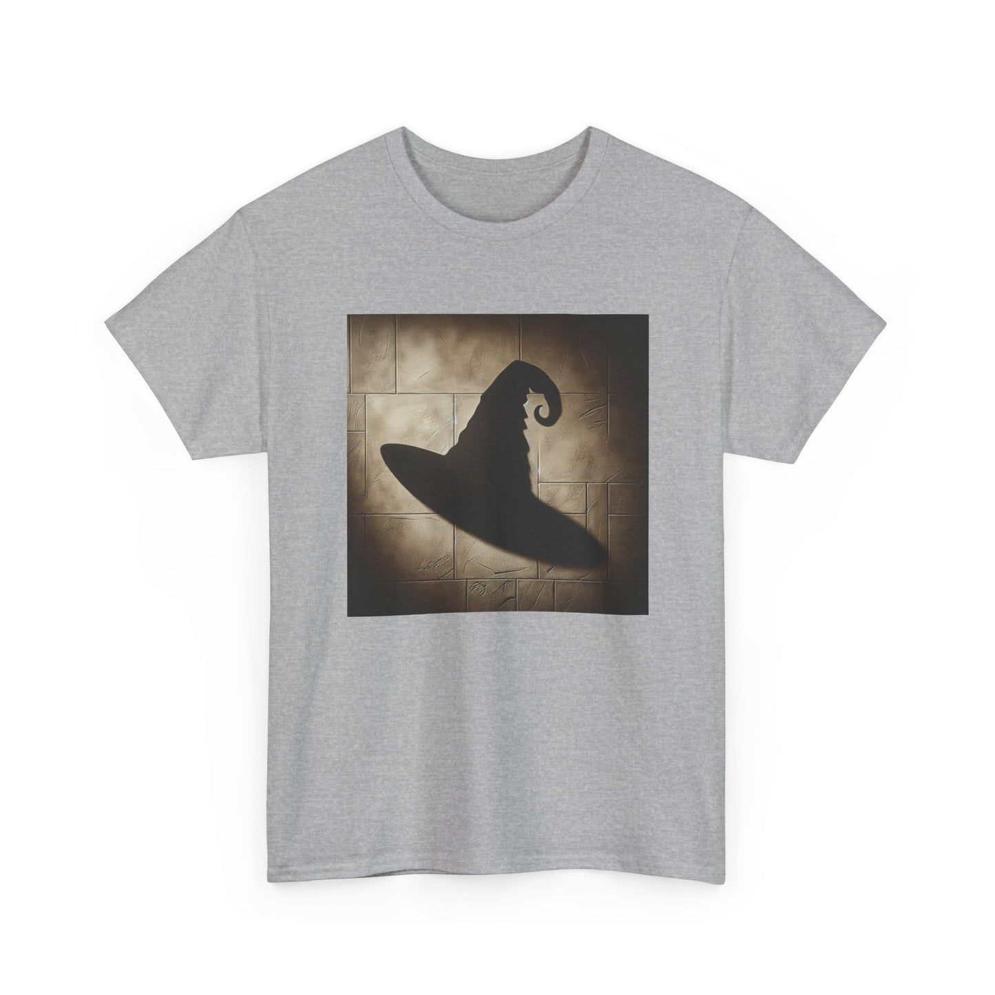 Enchanted Shadows: Witch Hat Illusions on Textured Walls T-Shirt
