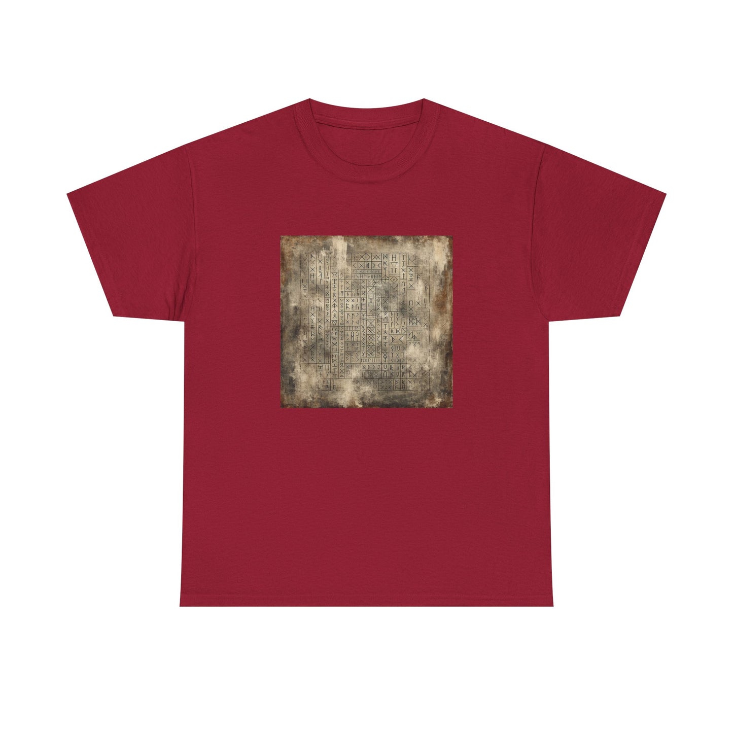 Runic Whispers: Secrets Beneath the Grunge T-Shirt