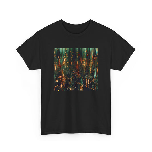 Code Cascade: Orange Matrix Vibes Tee T-Shirt