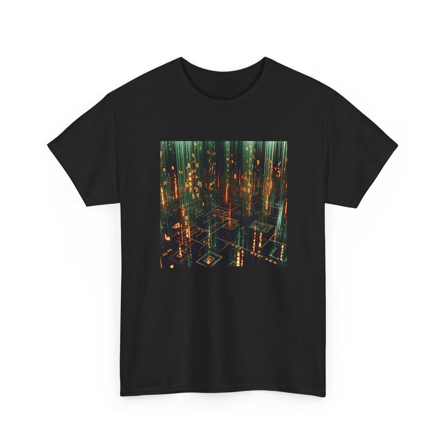 Code Cascade: Orange Matrix Vibes Tee T-Shirt