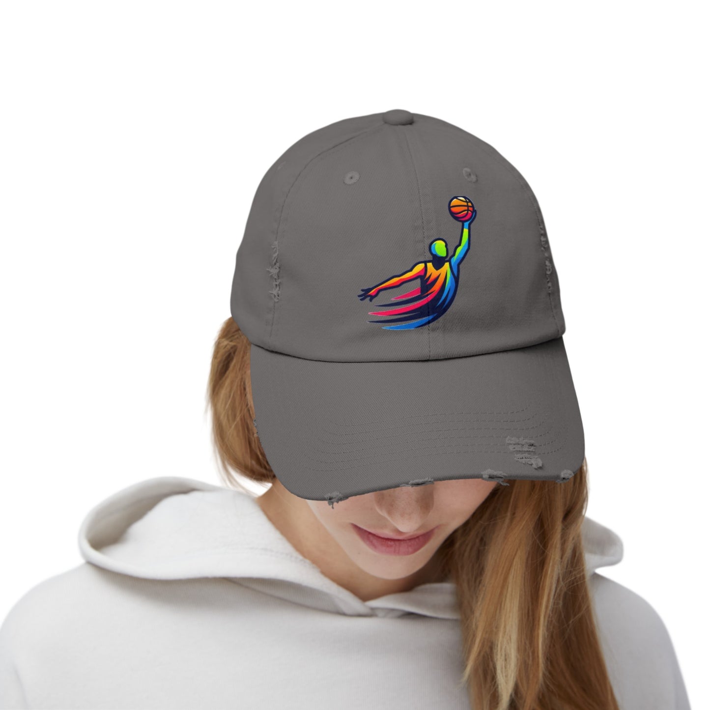 Basket Ball Design Unisex Distressed Cap