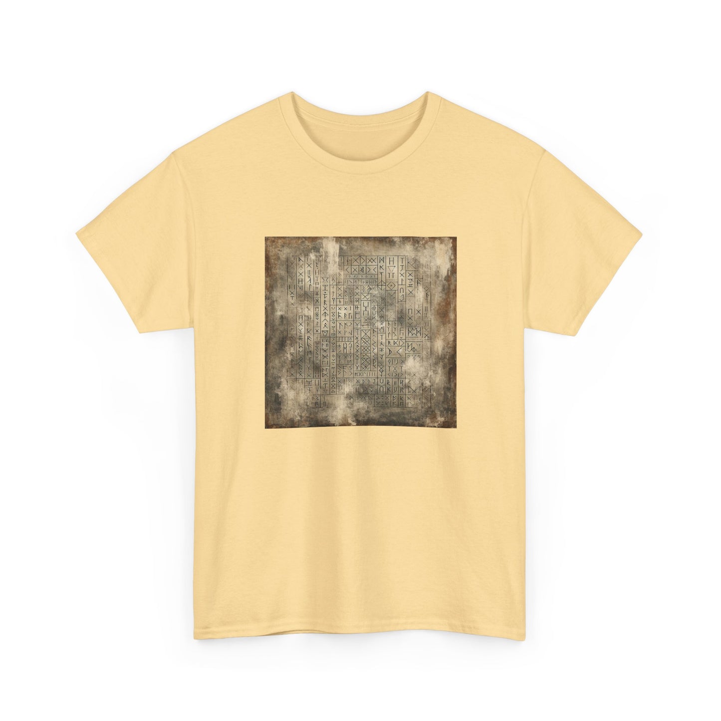 Runic Whispers: Secrets Beneath the Grunge T-Shirt