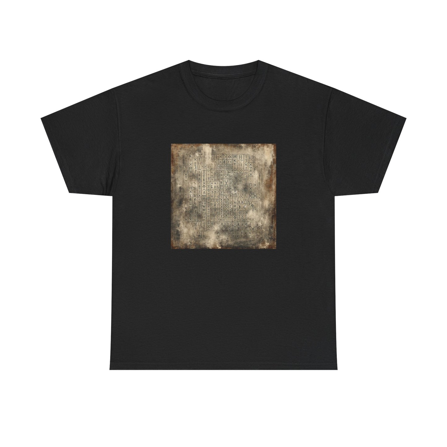 Runic Whispers: Secrets Beneath the Grunge T-Shirt