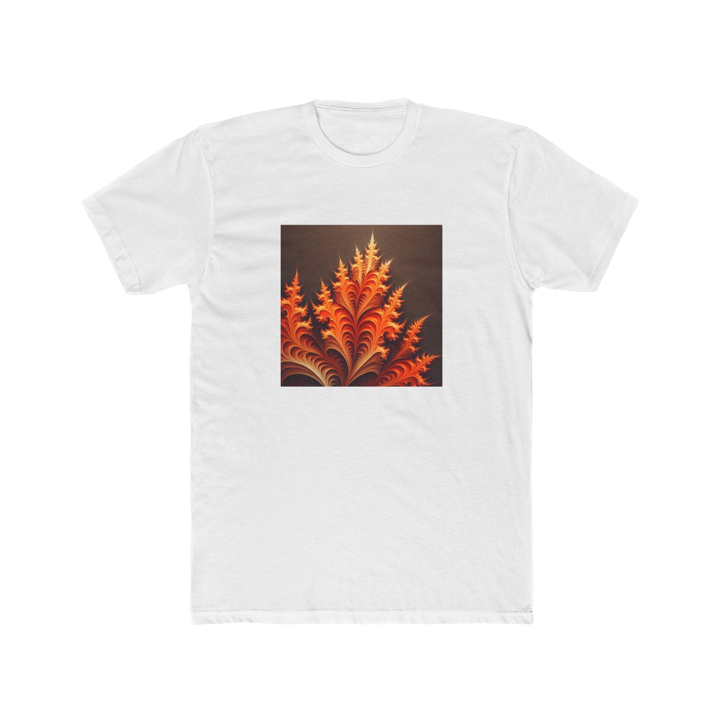 Fractal Flames: Ignite Your Style in Orange T-Shirt