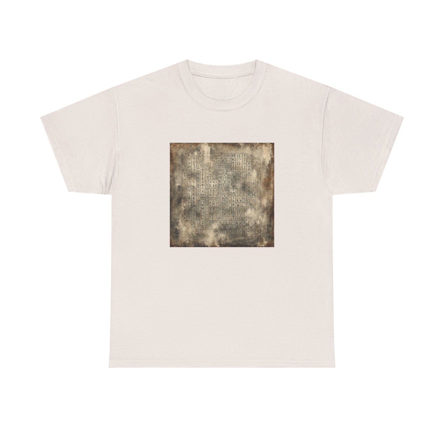 Runic Whispers: Secrets Beneath the Grunge T-Shirt