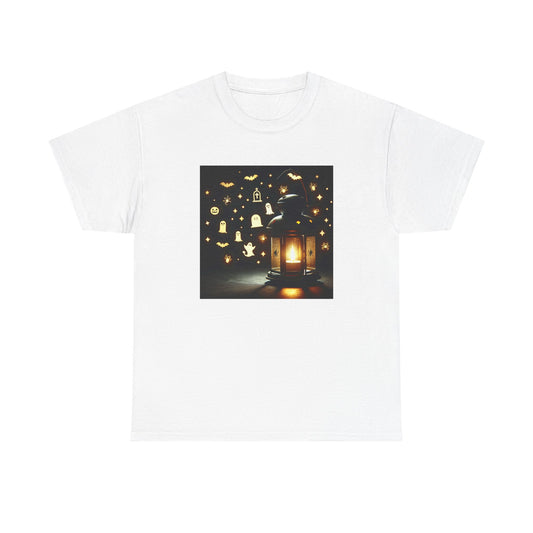 Geometric Glow: Halloween Lantern Shadows Unveiled T-Shirt