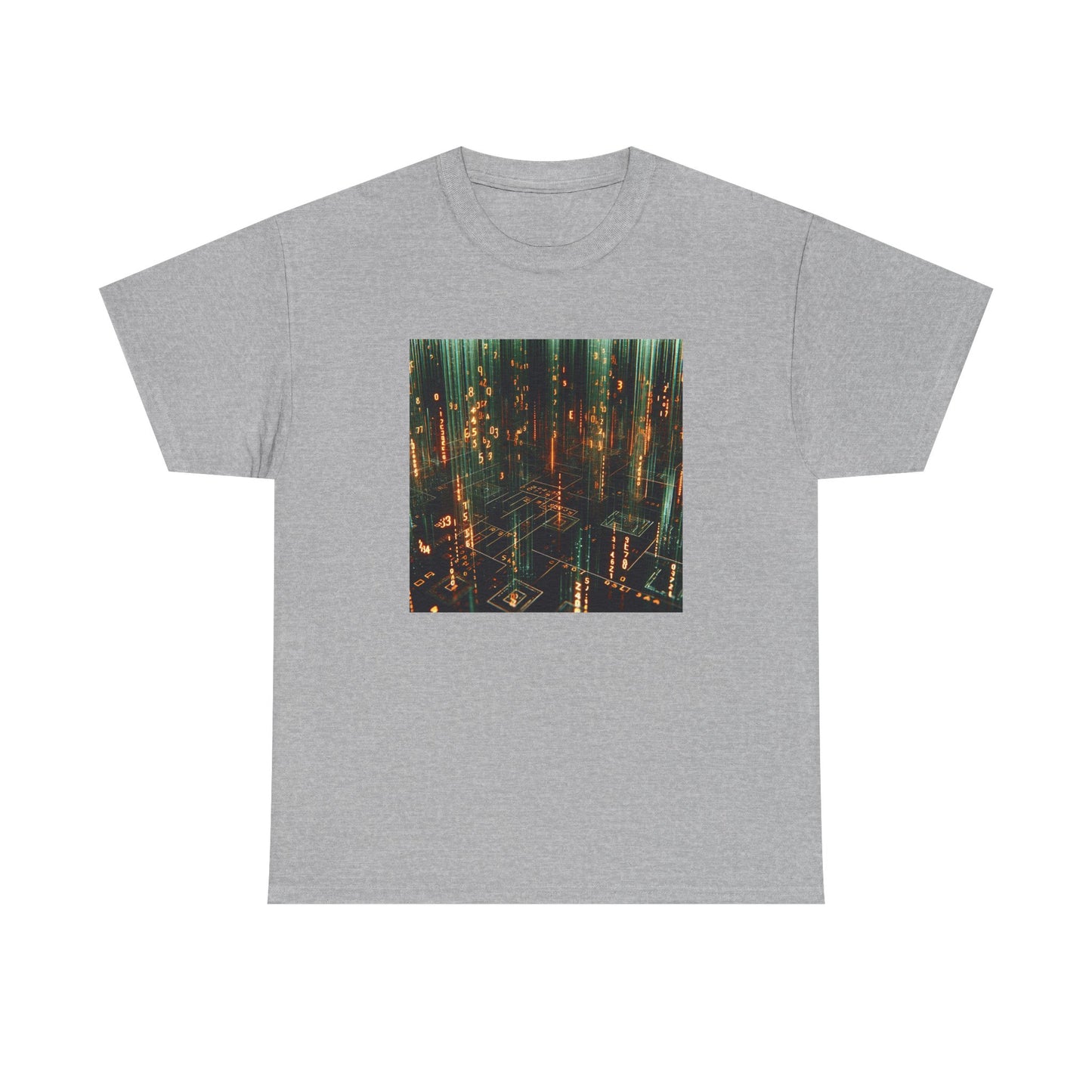 Code Cascade: Orange Matrix Vibes Tee T-Shirt