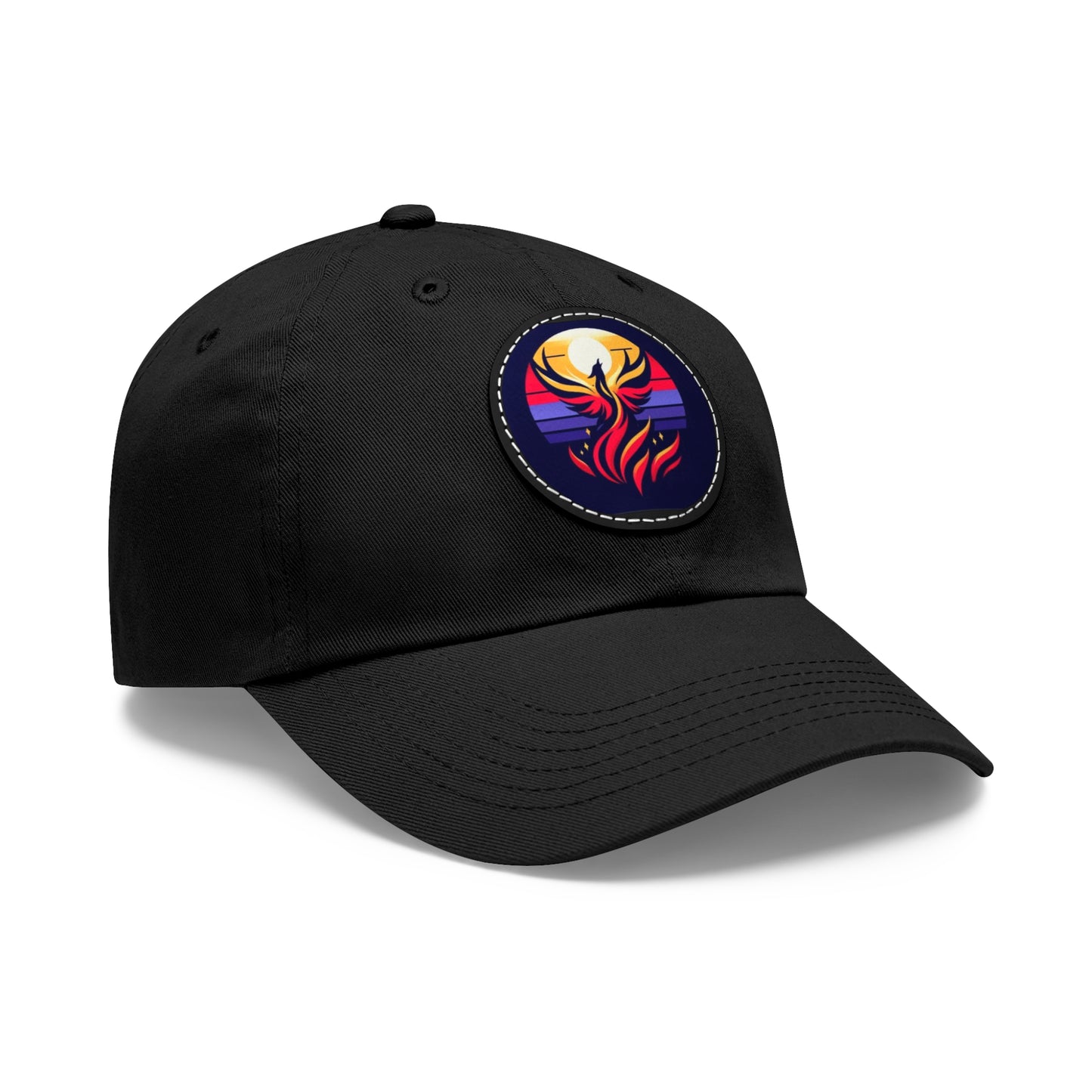 Rising Bird Design Dad Hat with Leather Patch (Round)