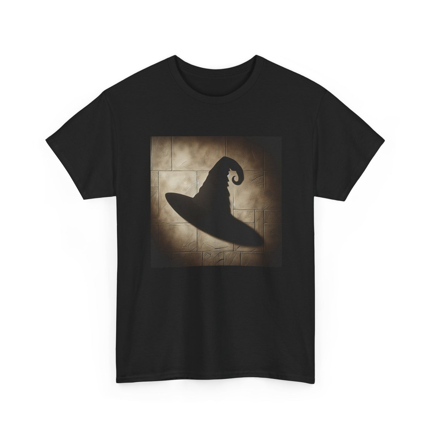 Enchanted Shadows: Witch Hat Illusions on Textured Walls T-Shirt