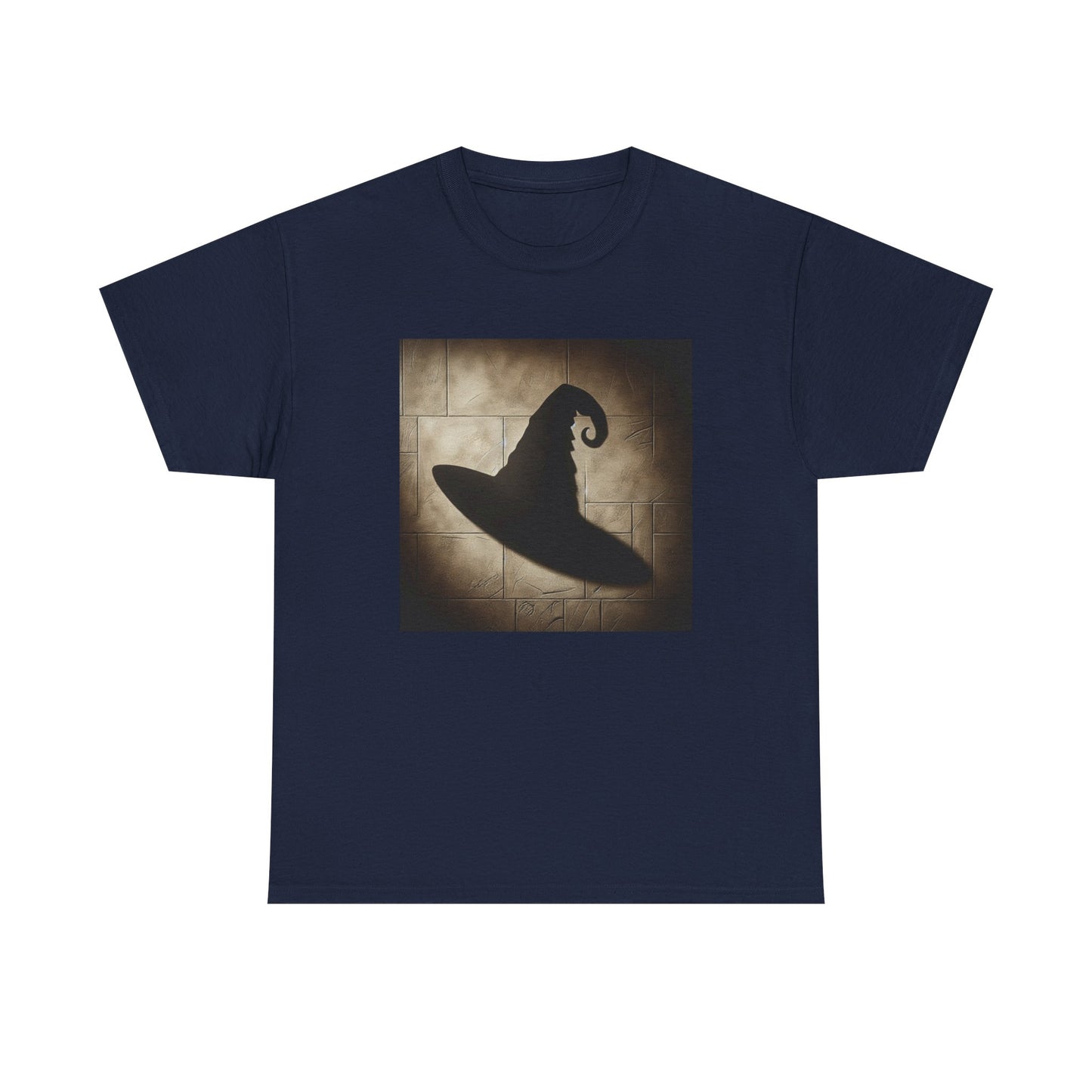 Enchanted Shadows: Witch Hat Illusions on Textured Walls T-Shirt