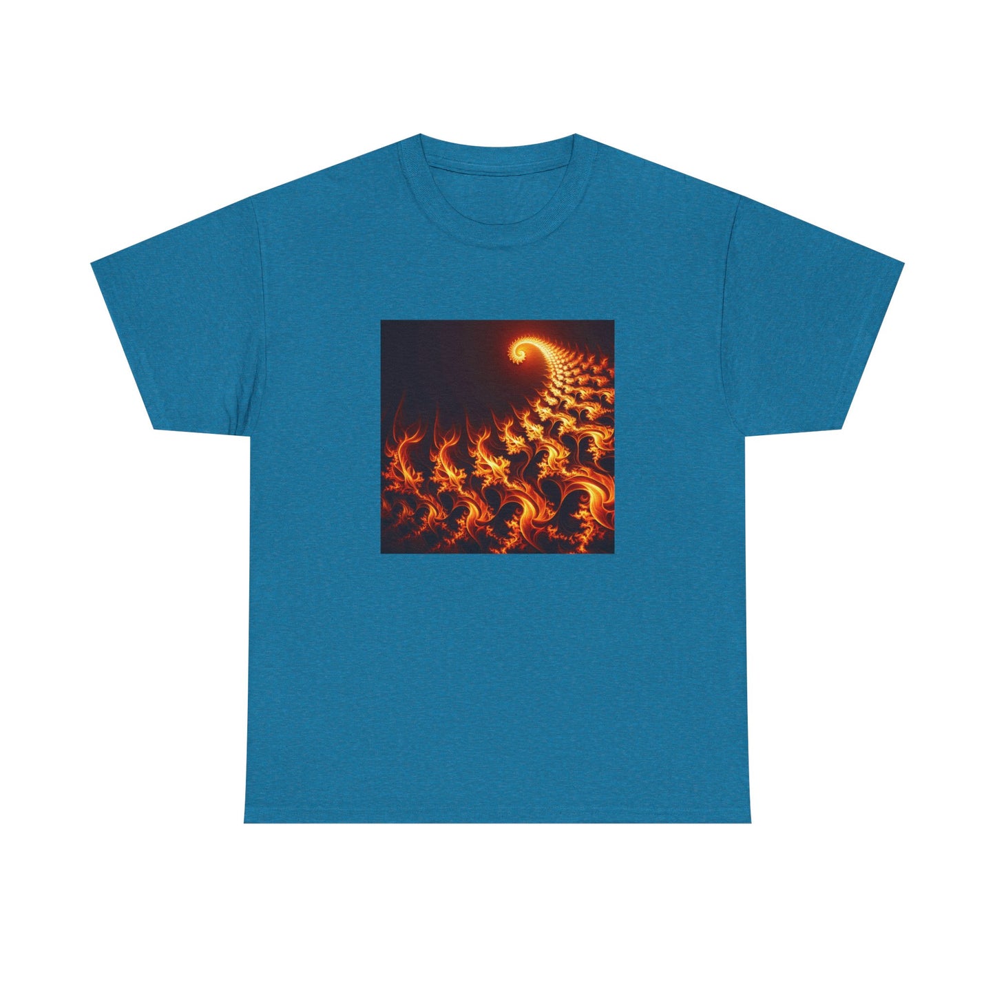 Fractal Flames: Ignite Your Style in Orange T-Shirt