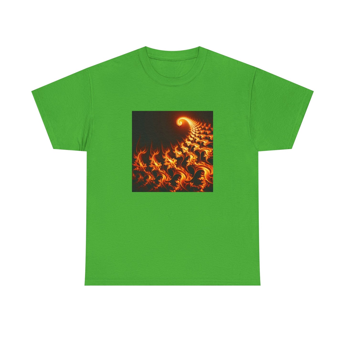 Fractal Flames: Ignite Your Style in Orange T-Shirt