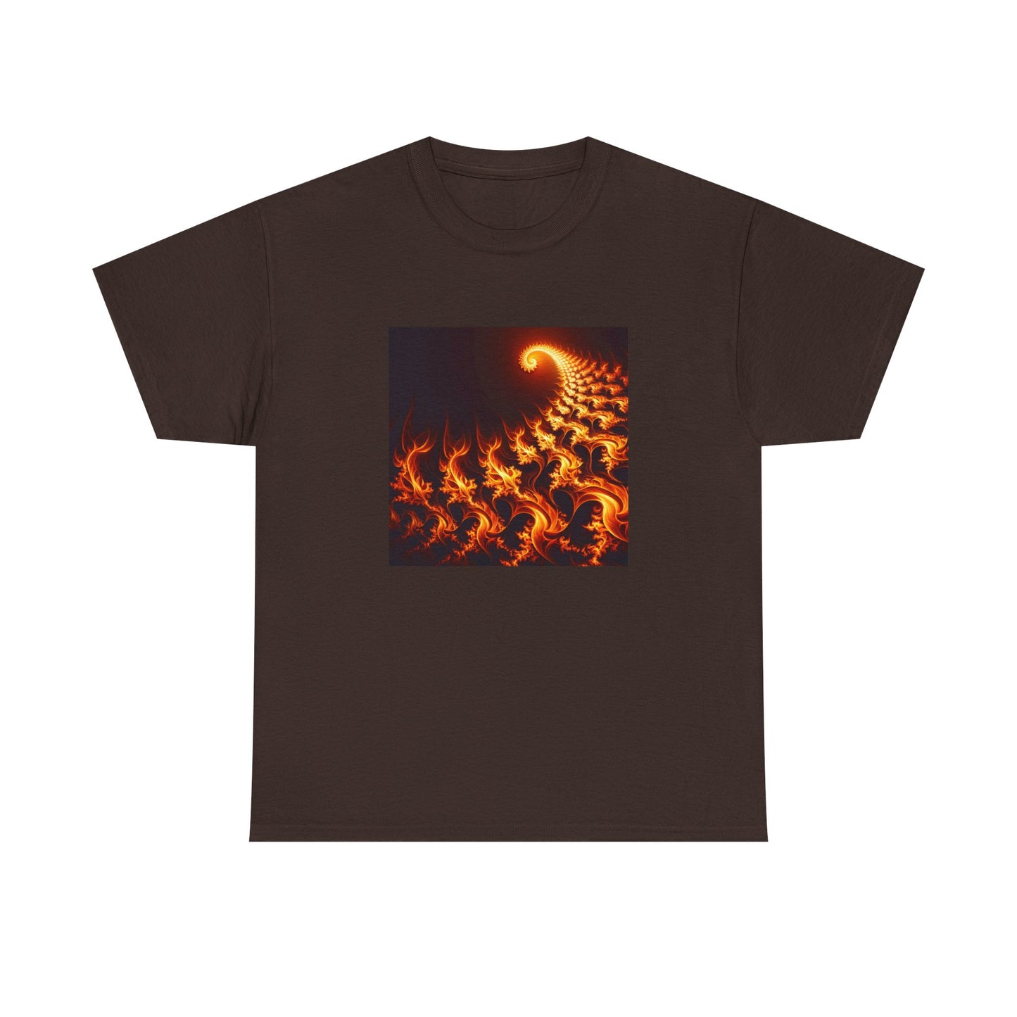 Fractal Flames: Ignite Your Style in Orange T-Shirt