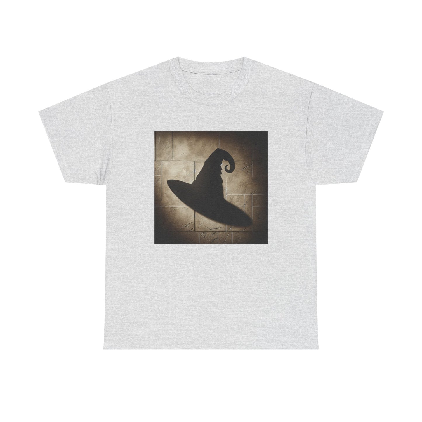 Enchanted Shadows: Witch Hat Illusions on Textured Walls T-Shirt