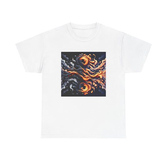 Smoke Swirl Sensation: Mesmerize in Black & Orange T-Shirt