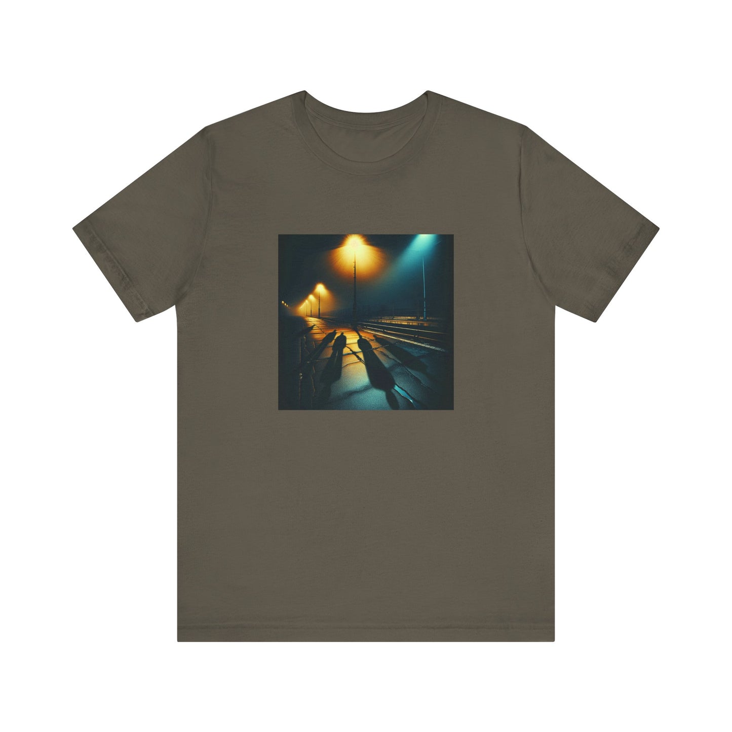 Ghostly Glows: Streetlights Casting Eerie Shadows T-Shirt