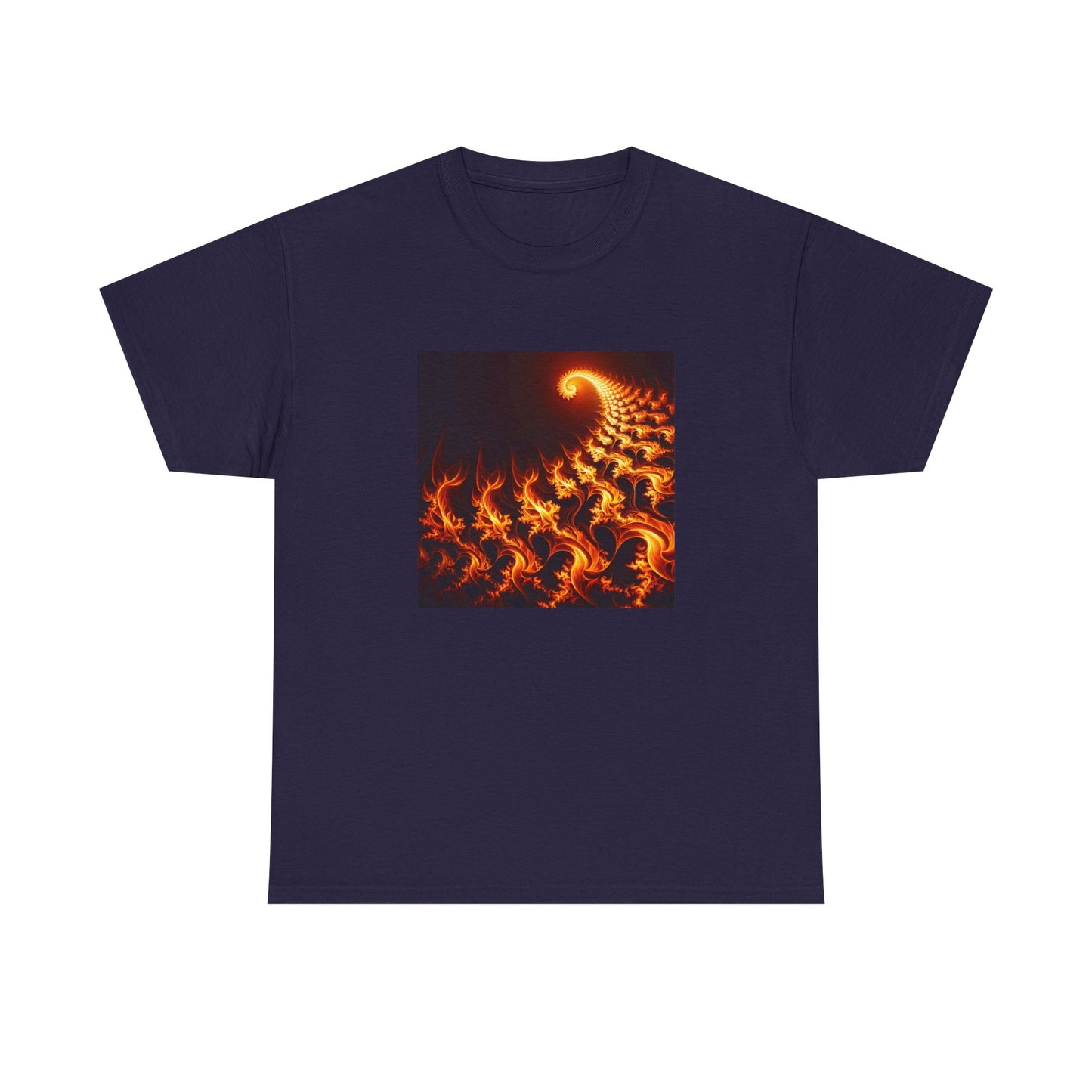 Fractal Flames: Ignite Your Style in Orange T-Shirt