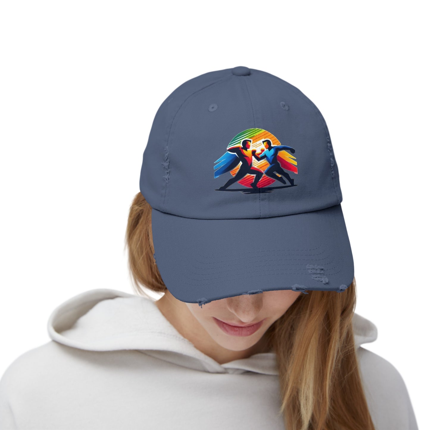 Super Hero Action Design Unisex Distressed Cap