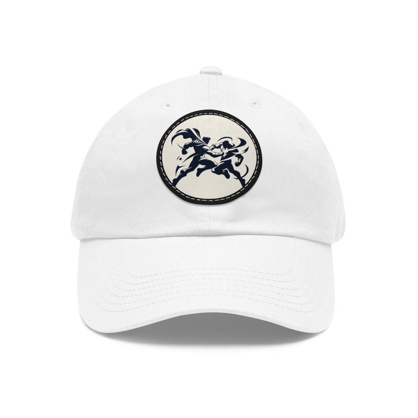 Super Hero Design Dad Hat with Leather Patch (Round)