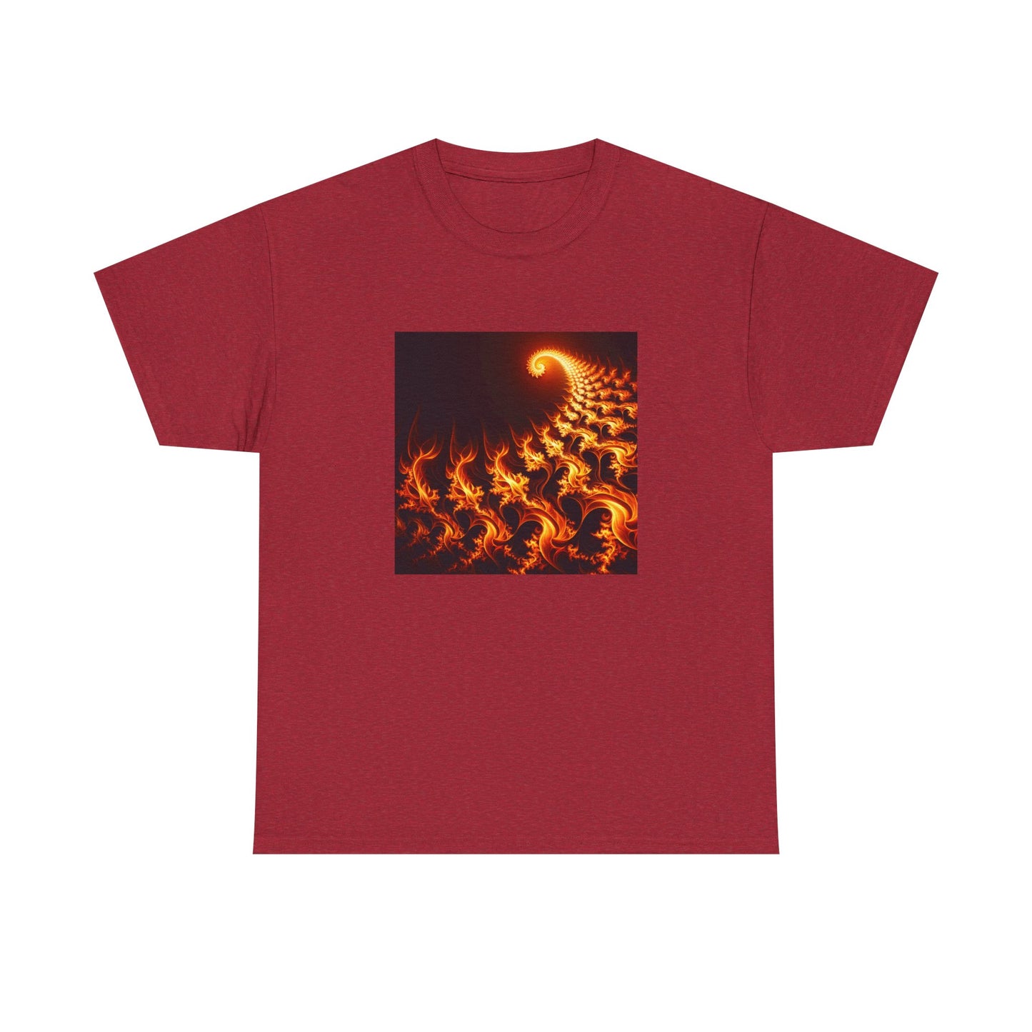 Fractal Flames: Ignite Your Style in Orange T-Shirt