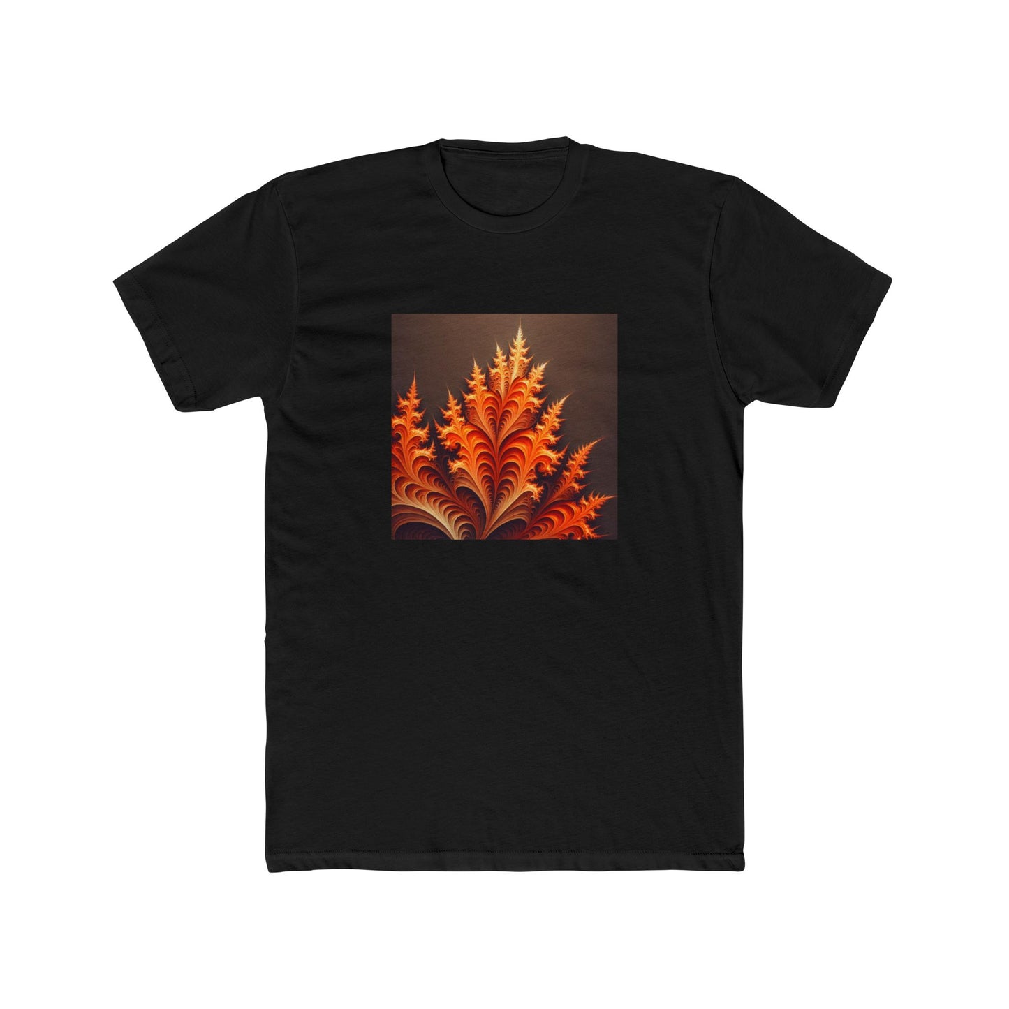 Fractal Flames: Ignite Your Style in Orange T-Shirt