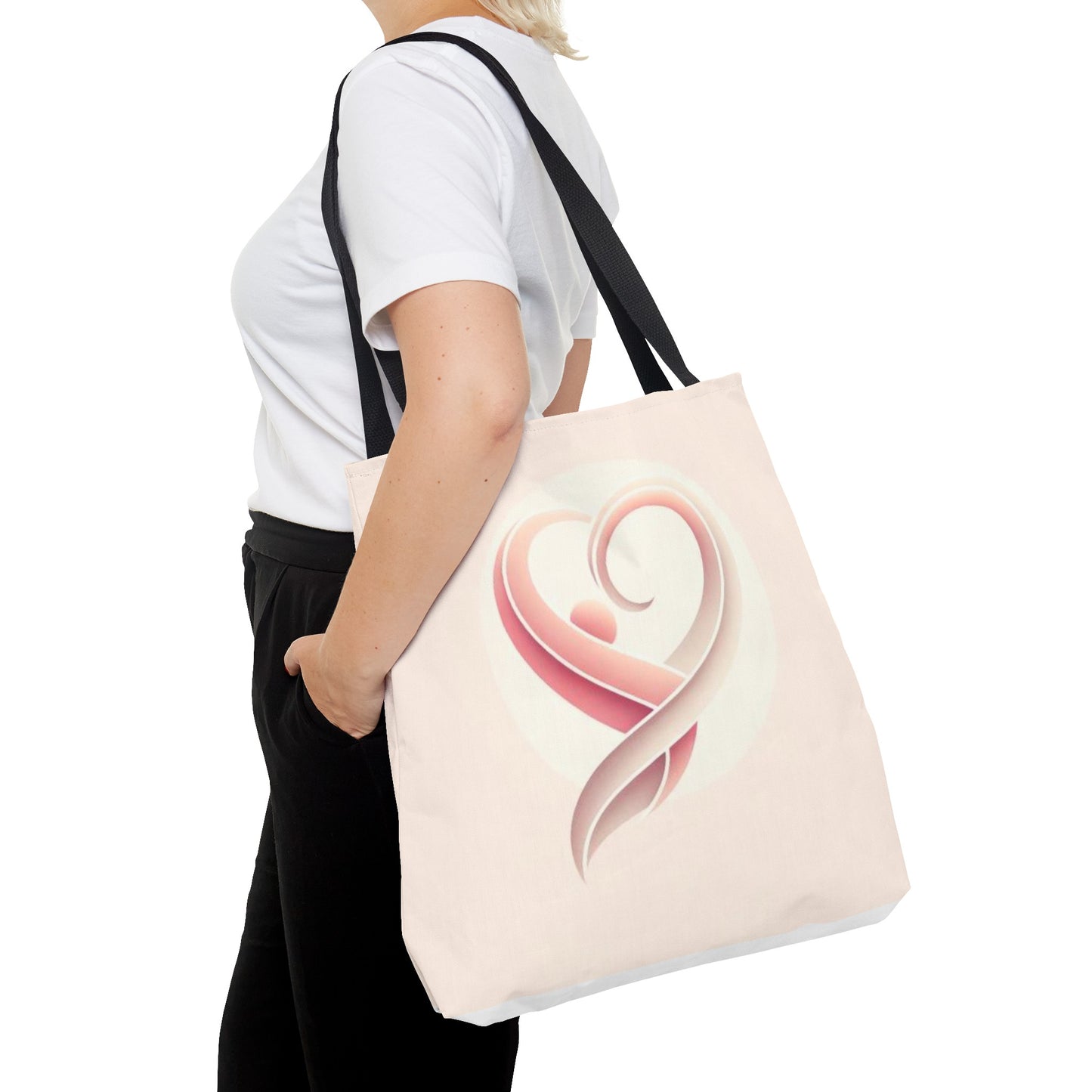Tote Bag with Heart Design (AOP)