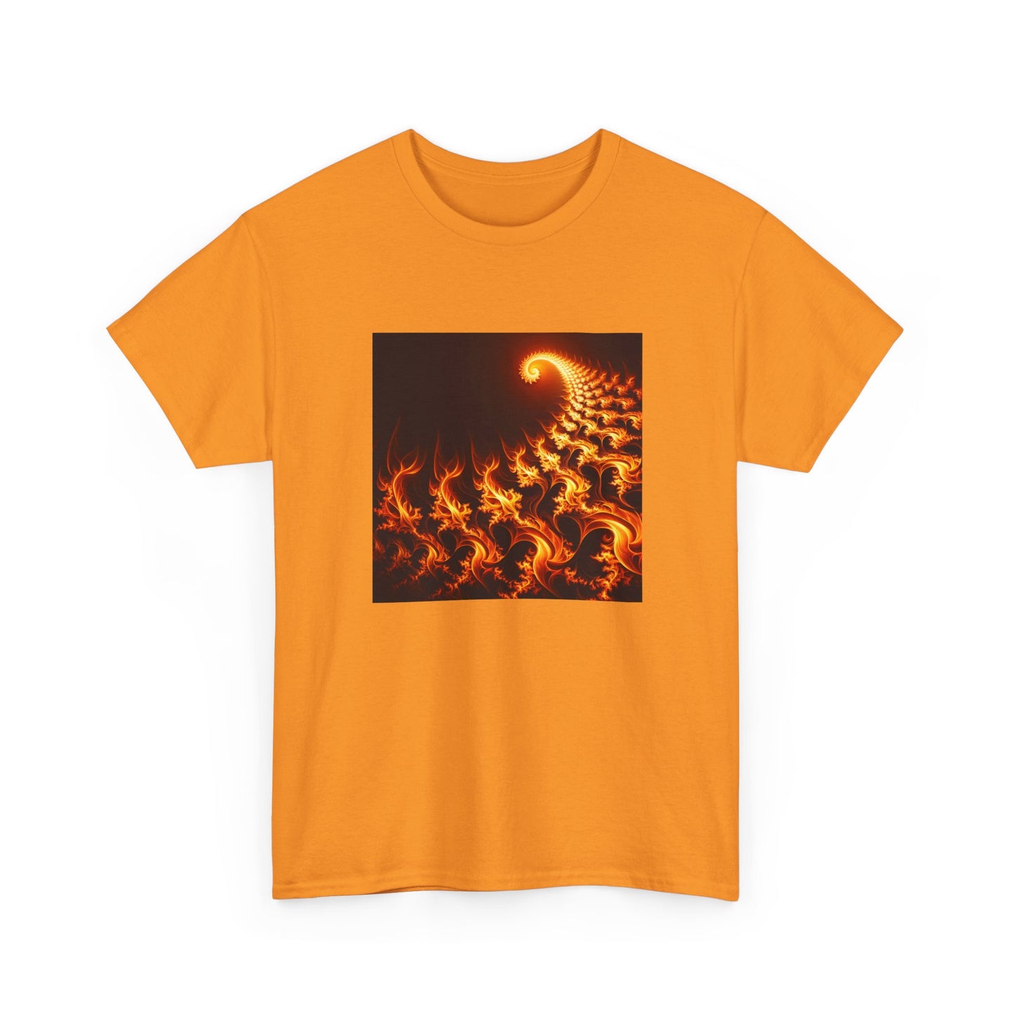 Fractal Flames: Ignite Your Style in Orange T-Shirt
