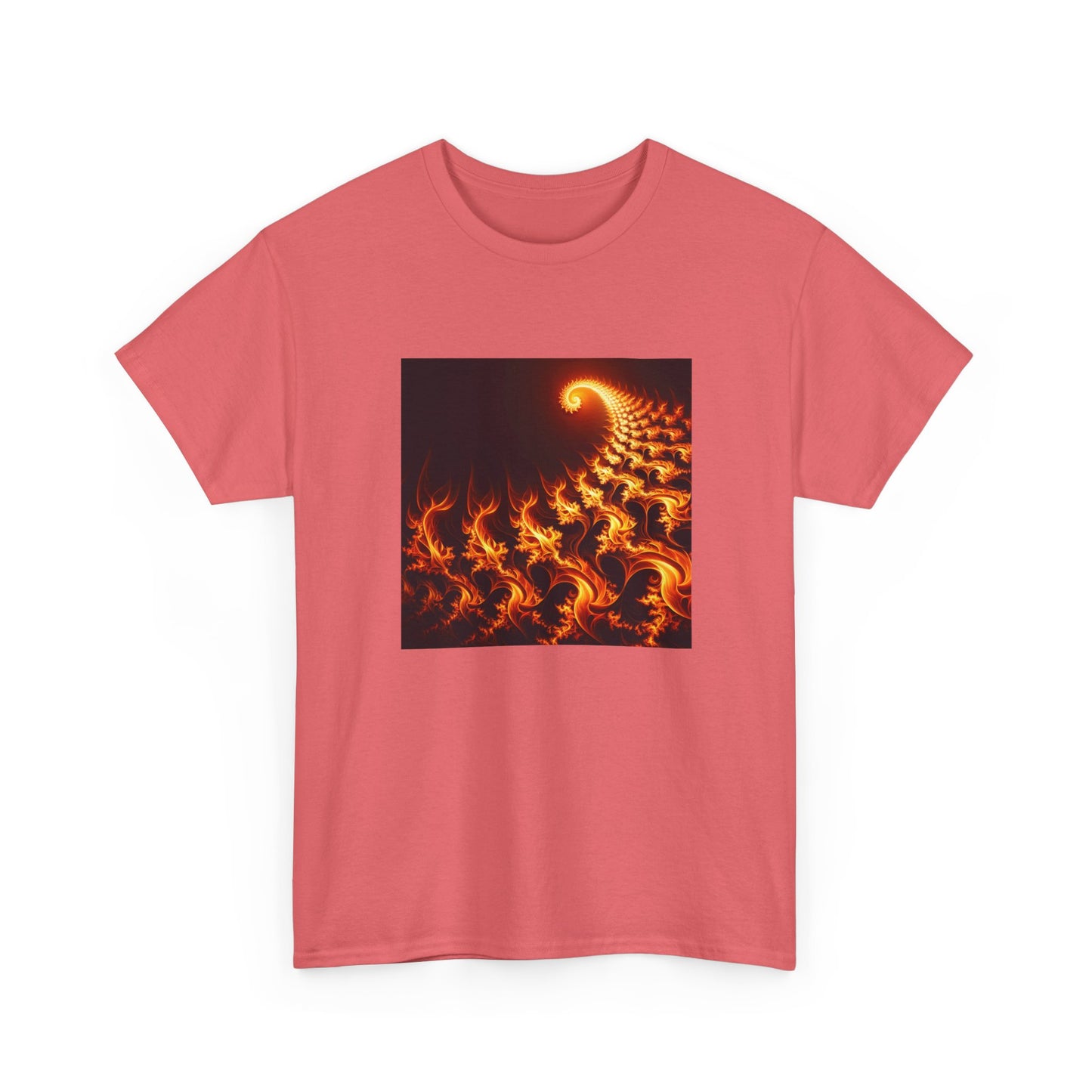 Fractal Flames: Ignite Your Style in Orange T-Shirt