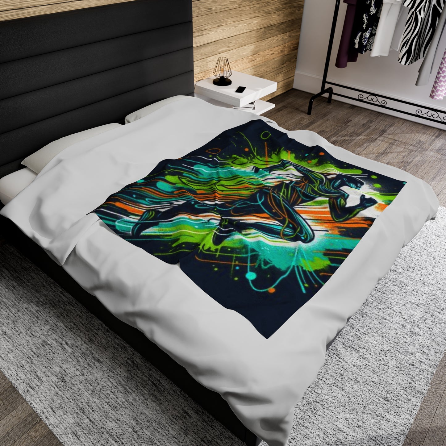 Energetic Design Velveteen Plush Blanket