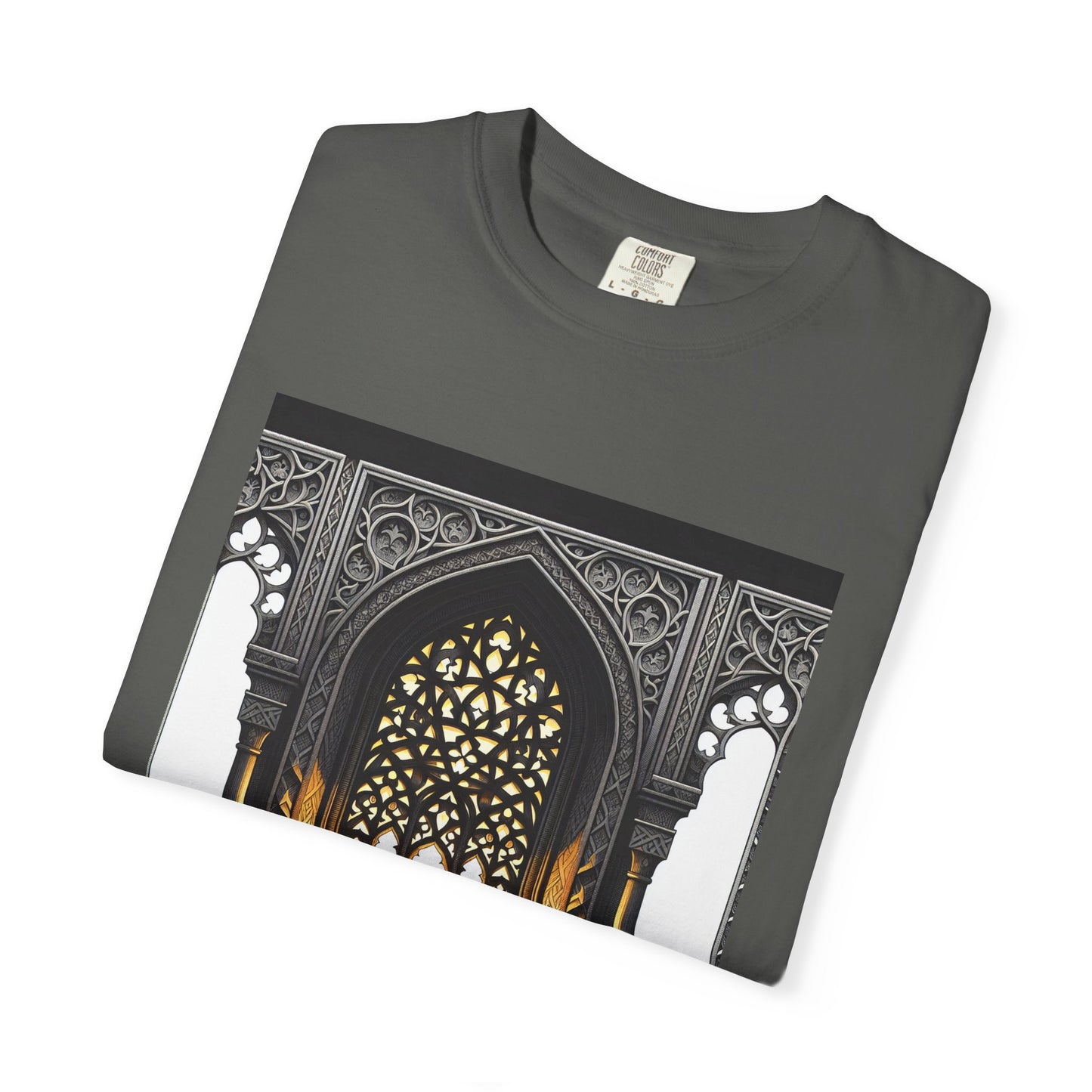 Ghostly Glow: Gothic Windows Aglow with Candlelight T-Shirt
