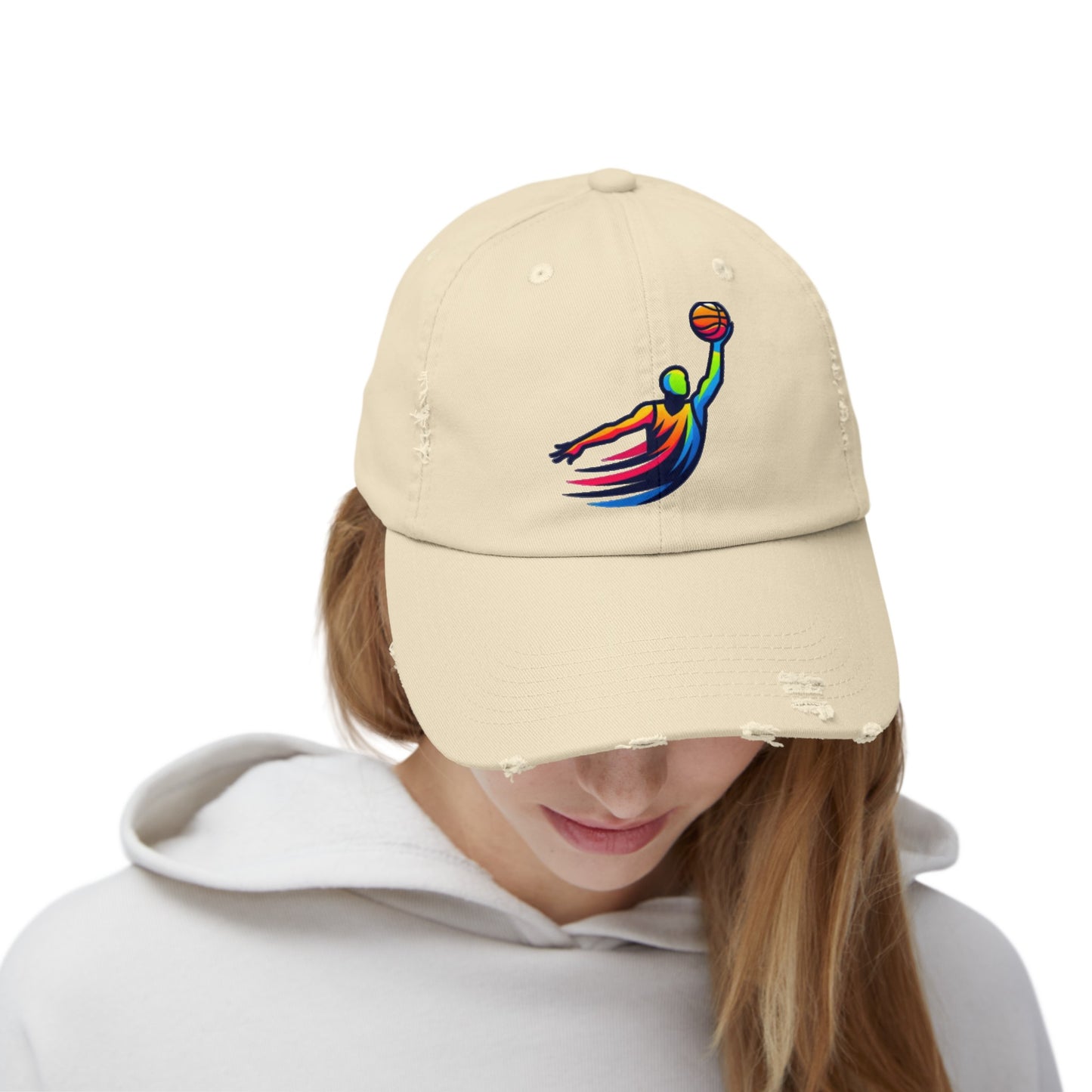 Basket Ball Design Unisex Distressed Cap