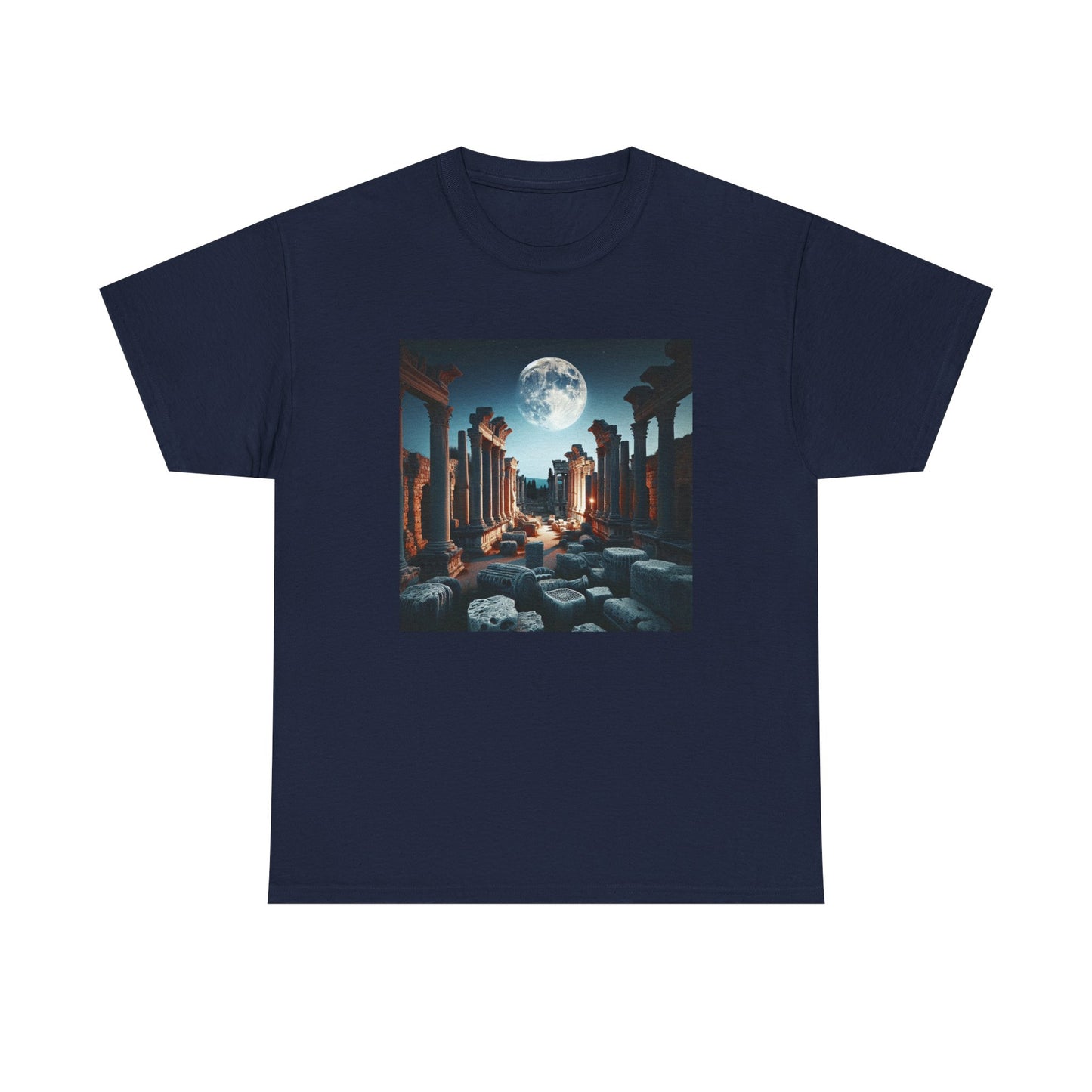 Moonlit Echoes: Ancient Ruins Aglow T-Shirt