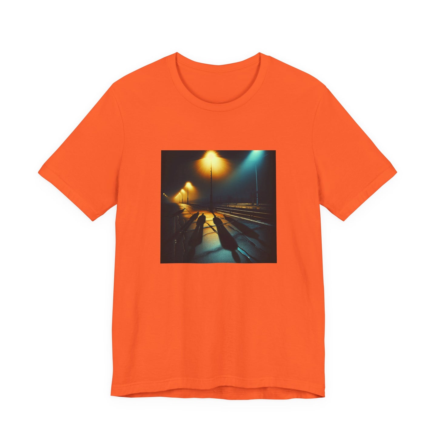 Ghostly Glows: Streetlights Casting Eerie Shadows T-Shirt