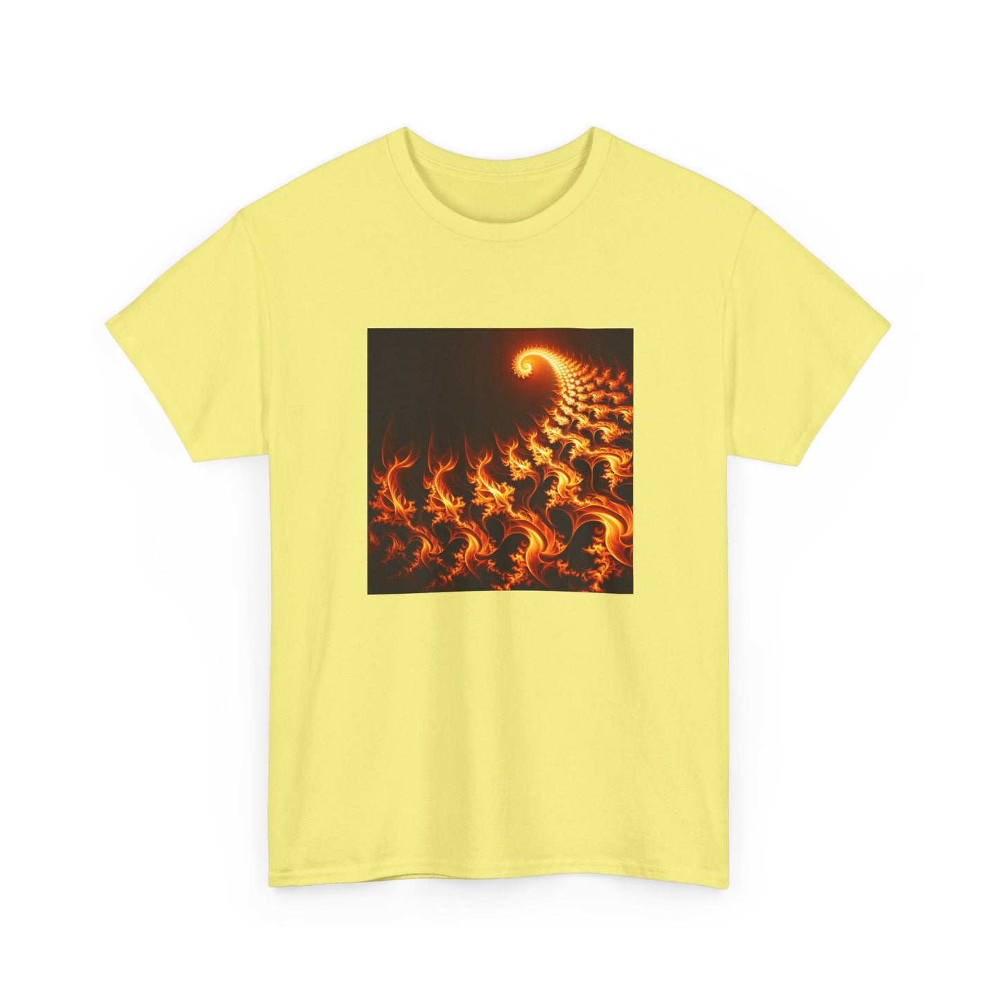 Fractal Flames: Ignite Your Style in Orange T-Shirt