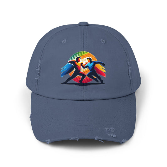 Super Hero Action Design Unisex Distressed Cap