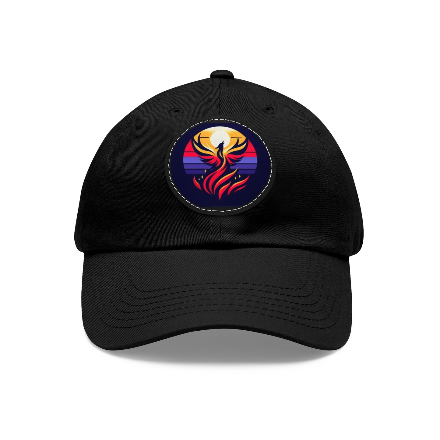 Rising Bird Design Dad Hat with Leather Patch (Round)
