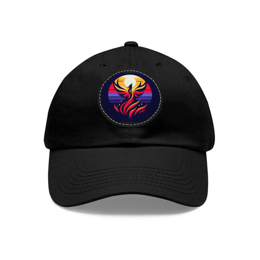 Rising Bird Design Dad Hat with Leather Patch (Round)