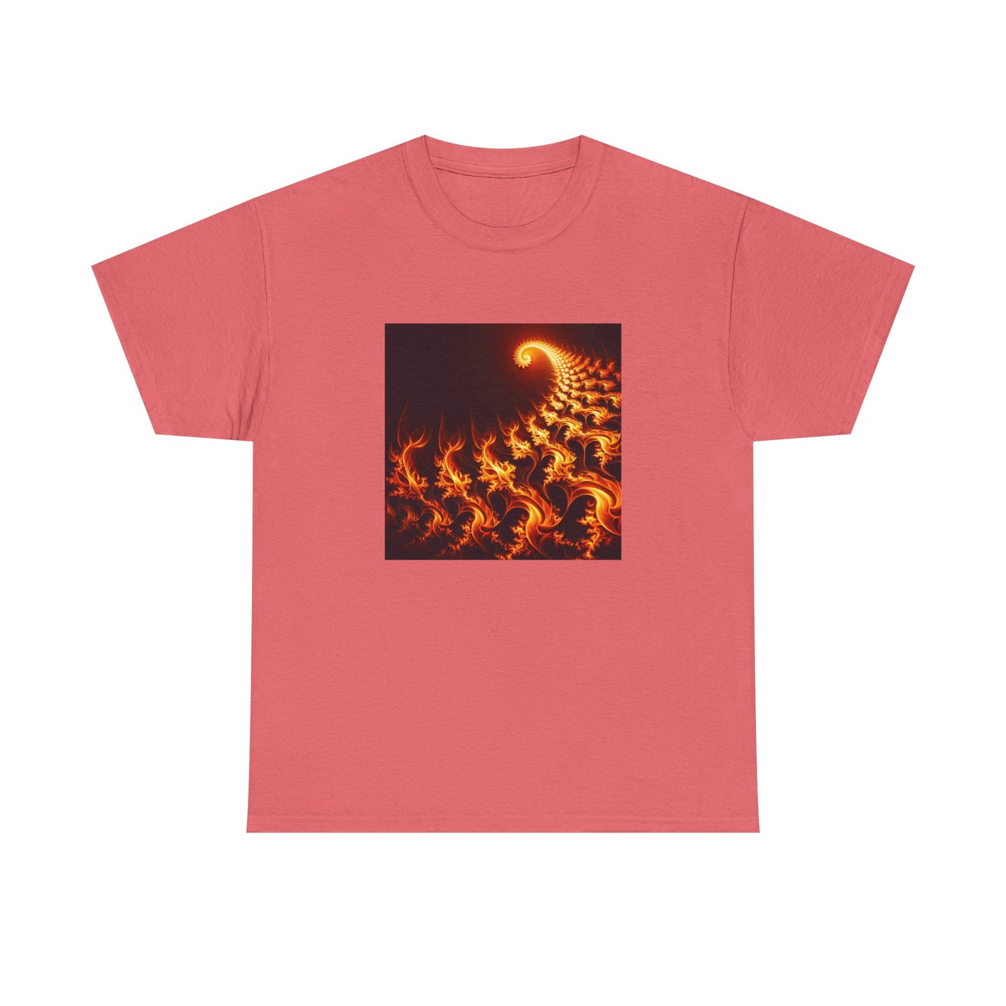 Fractal Flames: Ignite Your Style in Orange T-Shirt