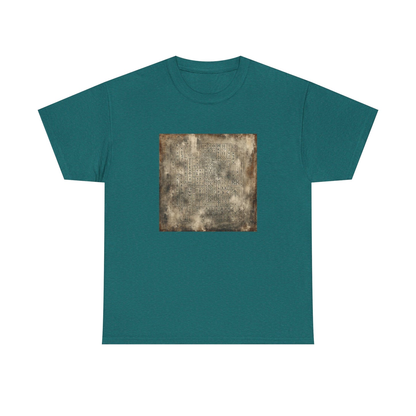 Runic Whispers: Secrets Beneath the Grunge T-Shirt